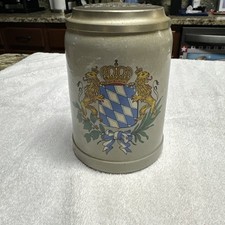 King Werk West Germany Beer Stein 0.5L Bavarian Coat of Arms Crest Pewter Lid picture
