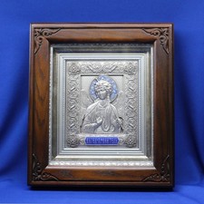 Guardian Angel Orthodox Icon Electroformed Relief Oak Frame 28x31cm New picture