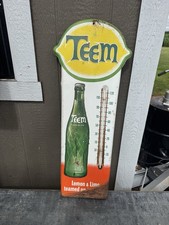 Vintage Advertising TEEM Soda Tin Wall Thermometer picture