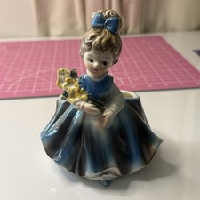 Vintage 1960's Napco Planter Brunette Girl in Blue Dress C-8548 Assemblage Base picture