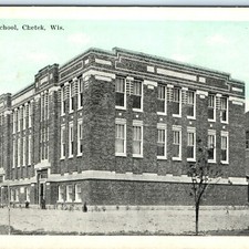 c1910s Chetek, WI High School Building Postcard E.C. Kropp Litho Photo Smith picture
