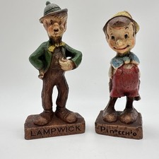 1940s Walt Disney Lampwick & Pinocchio Lot of (2) Figurines Syroco Vintage Antq picture