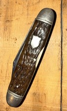 Vtg Keen Kutter 3 Blade Folding Pocket Knife USA 50s-60s Spiral Awl Bone Scales picture