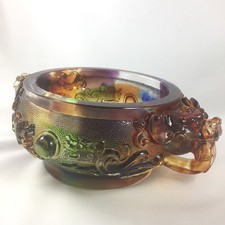 Liuli Crystal Glass Zhao Cai Jin Bao Treasure Bowl: Prosperity Ornament Fengshui picture