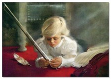Lovely children-flowers of life Cute Boy music KIDS ART NEW modern Postcard picture