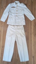 WWII USMC White Choker 42 Short Dress Coat Jacket Cotton Uniform Officer picture