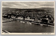 Vintage Koblenz Germany Rhine River City View Photoglanz Postcard c.1939 picture