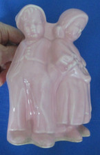 Rare 1950's Vintage Ceramic Pottery Girl Boy Planter Pink 7.5