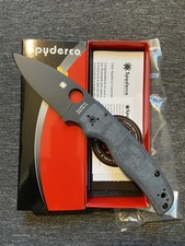 Spyderco Shaman-Exclusive-“Blue Jean” Canvas Micarta Handle Blk CPM-REX 76 Blade picture