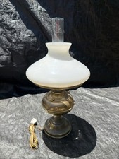 Bradley Hubbard B&H Brass Oil Lamp Electric Turquoise Glass Shade Vintage picture