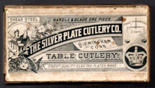 6 Antique Sheer Steel Handle Table Cutlery Knives in Original 1860's- 70'S Box picture
