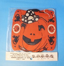 RARE Antique or Vtg BEISTLE 5 Ft. HALLOWEEN Jack O Lantern PUMPKIN Banner USA picture