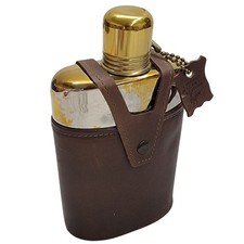 Vintage Noymer Coach Hide Leather Glass Flask Monogram TME Ribbed Pocket Cap picture