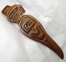Vintage Artie George Hand Carved Wooden Eagle Letter Opener Salish Canada picture