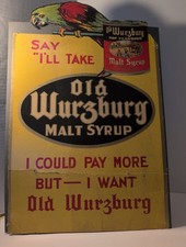 Antique Prohibition Old Wurzburg Malt Syrup Cardboard Sign Fair Condition picture