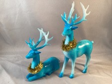 Gorgeous Pair of Christmas Reindeer - Blue - Plastic picture