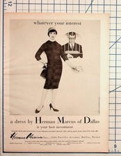 1958 Herman Marcus Dallas Dress Magazine Ad Woman Bank Teller Vintage Fashion picture
