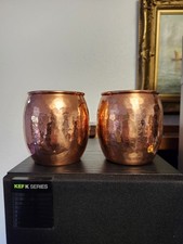 Vintage ODI Copper Moscow Mule Mugs Set of 2 Brass Handles Made in India picture