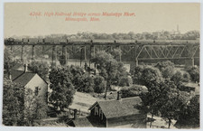 Vintage Postcard High RR Bridge Mississippi River Minn MN Train Funny Message picture