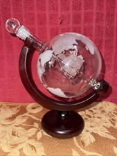 Whiskey Decanter - Ship Inside Glass Globe - Wood Stand picture