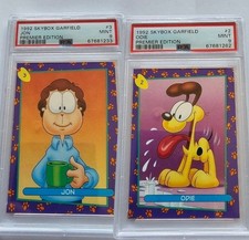 1992 Skybox Garfield Premier LOT Edition Odie #2 &JON #3 PSA 9 Mint Set  picture