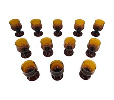 Vintage IVV Italy Amber Hand-Blown Glass Tall Goblets/Water Glasses - Set of 12 picture