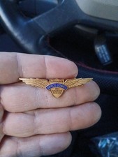 Vintage 1967 Grace Downs Air Career School Graduate Wings Pin Engraved Enamel picture