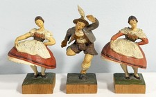 Vintage Hand Carved Bavarian Folk Dancer Figures Set of 3 picture