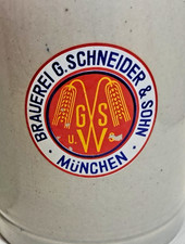 VTG (60s-80s) G. Schneider & Sohn Stoneware Beer Mugs 0.5L Lot of 2 picture