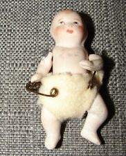 Vintage Miniature Bisque Baby w/ Diaper Doll Jointed Arms and Legs picture