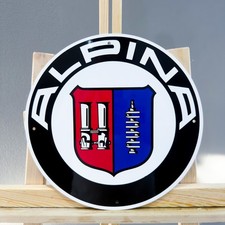 Vintage ALPINA Logo German Tuning Heritage Heavy Metal Sign – 30 cm (11.8”) picture