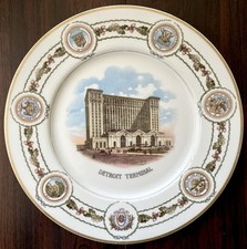 1913 MICHIGAN CENTRAL STATION DETROIT TERMINAL RAILROAD LAMBERTON M CHINA PLATE picture