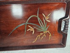 Vintage Japanese Kagawa Lacquerware Sanuki Carving Natural Wood Signed Tray picture