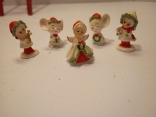 Vintage Christmas Miniature Figurines Angel Carolers Mice 1970s picture
