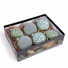 6-pc Christmas Pinecones & Bauble Ornament Set Glass Tree Decoration Set Blue picture