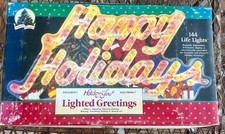 VINTAGE 1992 Holiday Glow Happy Holidays Sign 144 Dancing Lights Original Box picture