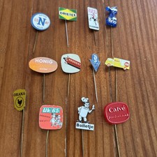 Vtg Dutch Advertising Stick Pins Ads Hat Cap Lapel Lot 12 pcs Pinbacks picture