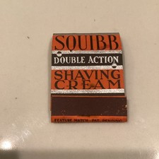 Vintage SQUIBB Double Action Shaving Cream Advertising Matchbook picture