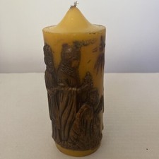 Holiday Candle Vintage Three Kings 6 Inches Tall Yellow Brown 3D Raised picture