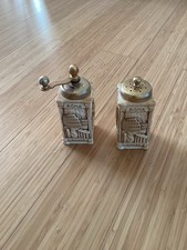 VINTAGE ACCIAIO TEMPERATO SALT & PEPPER GRINDER ITALY CITIES: ROMA VENEZIA PISA picture