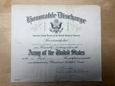 1949 US Army Honorable Discharge Certificate WD AGO Form 55 Original WWII Era picture