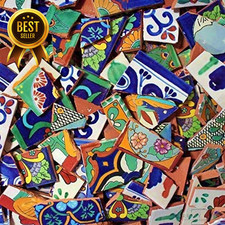 Broken Mexican Talavera Tiles Handmade Mix Designs 10 Pounds picture