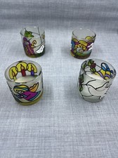 Vintage Po-Zo stained glass Christmas votive candle holders 4 Price Prod Tawian picture