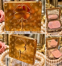 Vintage Paul Flato Signed Lucky Clover Gold Tone Powder Compact 1940s BookPiece picture