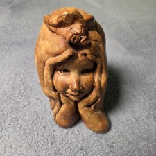Fabbri Art Studio Co SF Vintage Girl Bust Sculpture Brown Flower V1049 picture