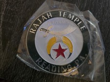 Vintage Shriners Rajah Temple Reading PA 3” Emblem Badge AAONMS Crescent Star picture