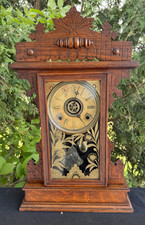 Antique 1891 Gilbert BASS Animal Series Fish Gingerbread Mantle Clock - VIDEO picture