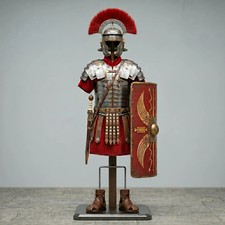 Roman Centurion Armor Set with Red Crest Helmet & Shield, Ancient Legionary picture