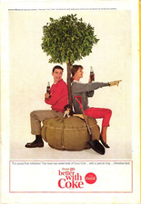 Coca Cola Print Ad Couple & Beagle Dog Under Tree Drinking Coke Vintage c1964 picture