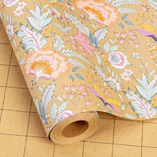 Merture Vintage Kraft Floral Wrapping Paper - 17 In X 33 Ft picture